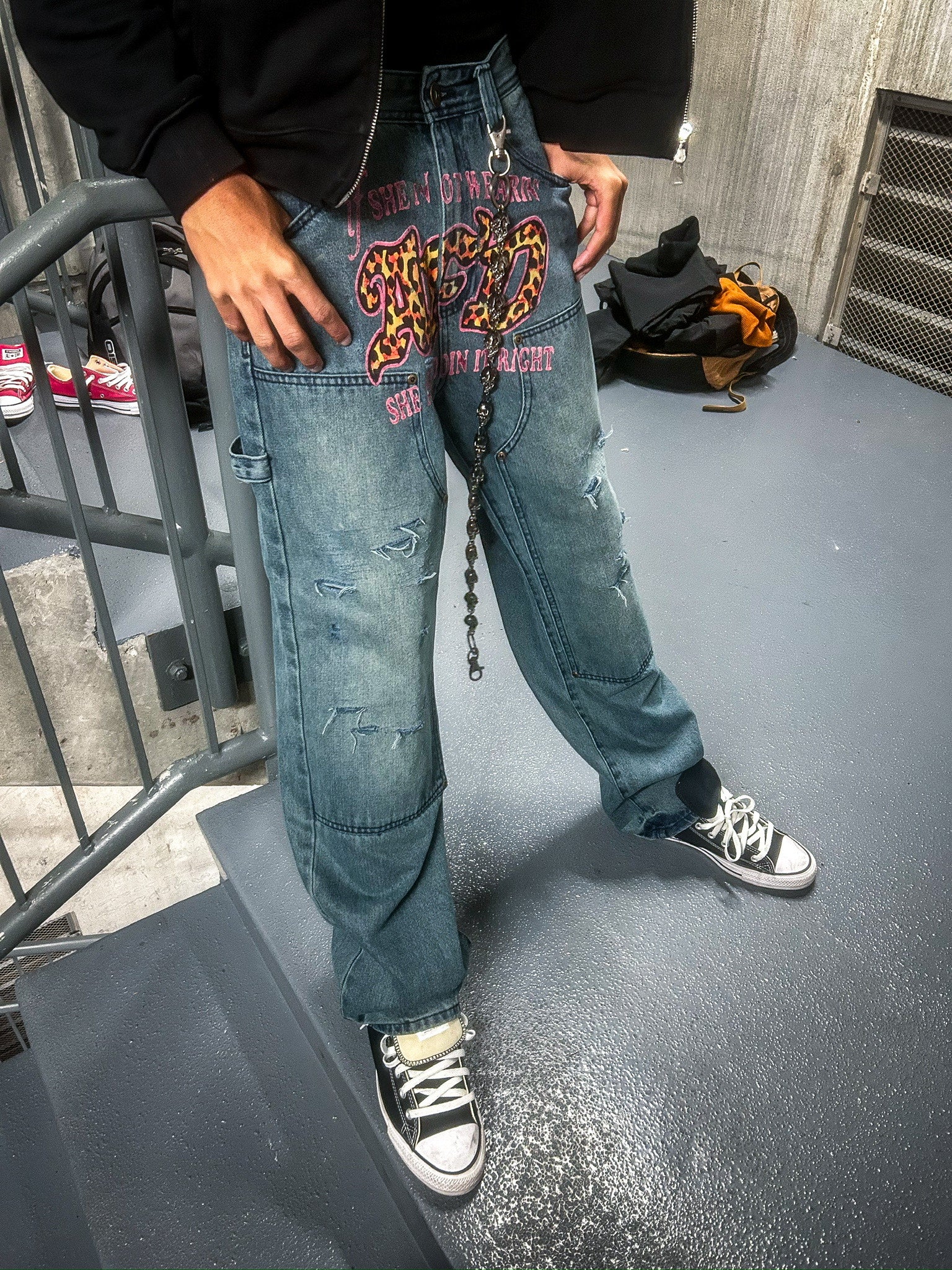 AFD cheetah print denim