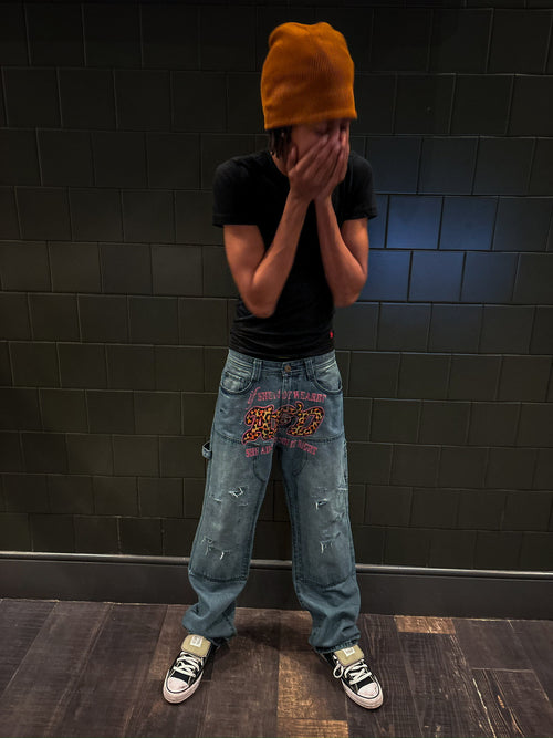 AFD cheetah print denim